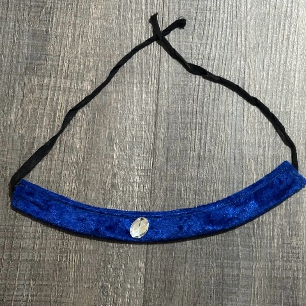Blue Velvet Choker With Rhinestone For Costumes  Dress Up